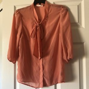 Sheet coral 3/4 sleeve Forever 21 blouse Medium